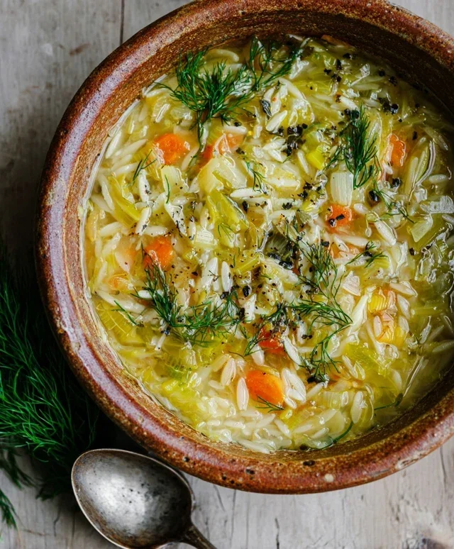 Orzo Leek and Dill Soup