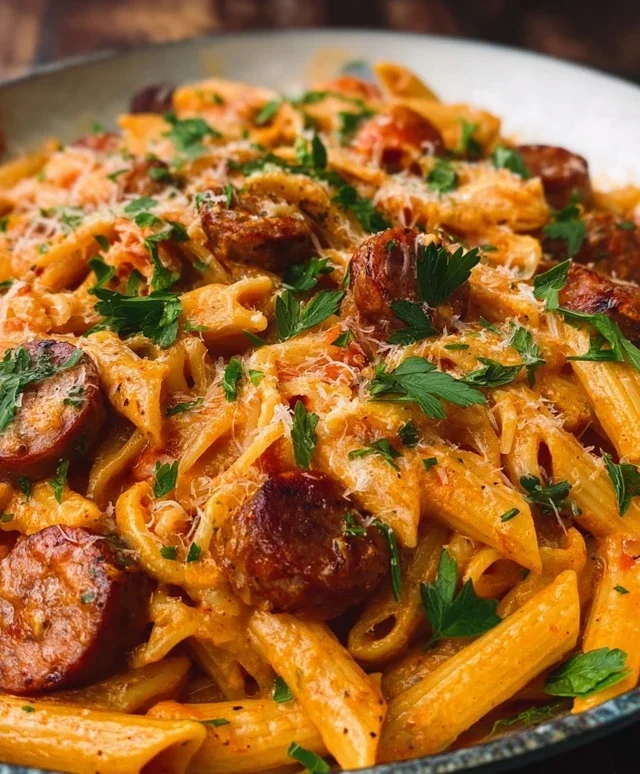 One Pot Creamy Cajun Sausage Pasta (30-Minutes)
