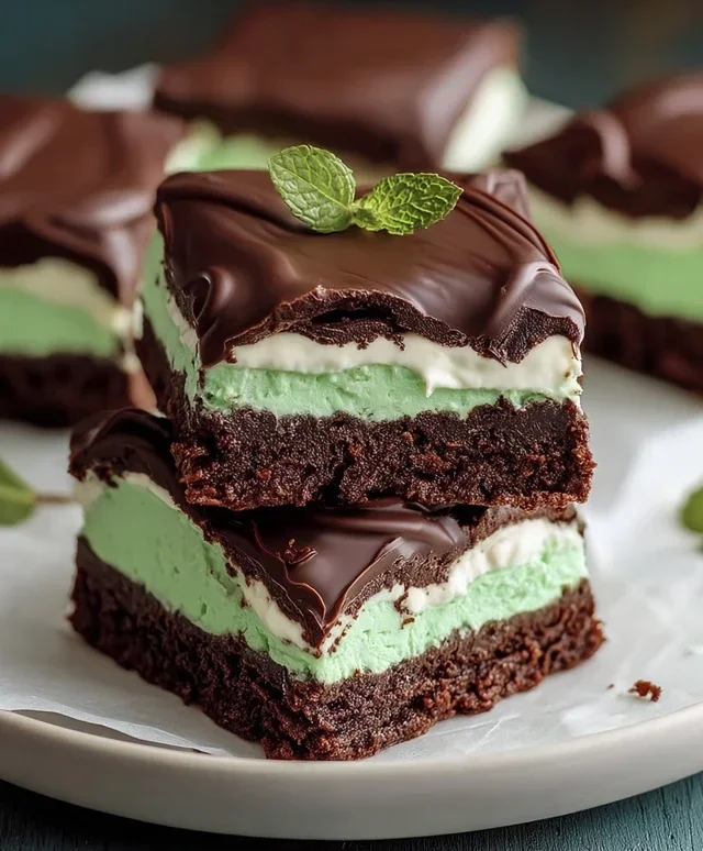 Triple-layer chocolate mint squares