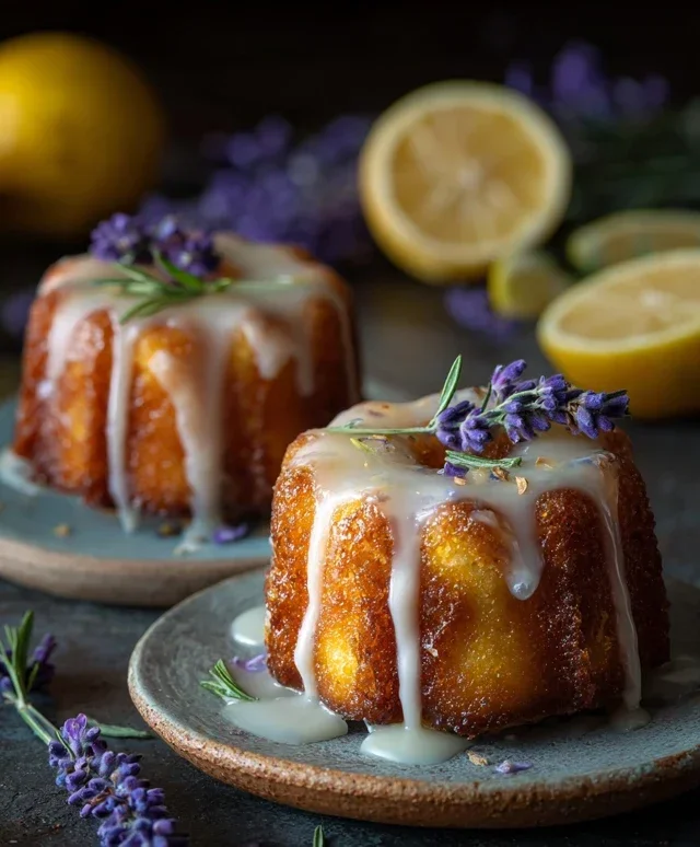 Mini Lemon Cakes With Lavender Glaze