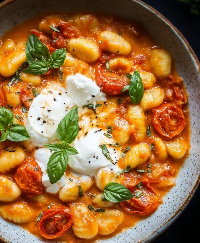 30 Minute Creamy Tomato Gnocchi with Burrata