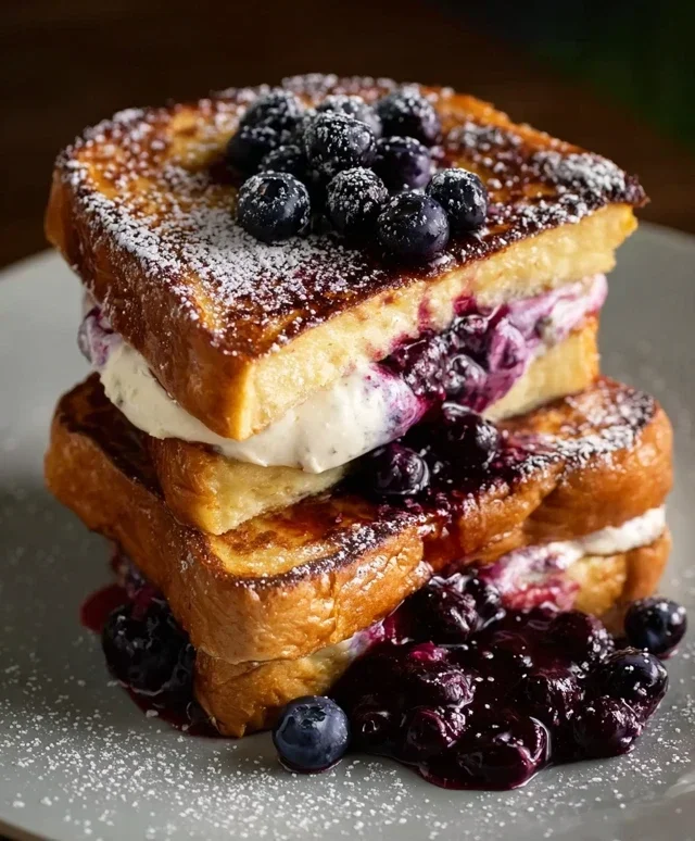 Blueberry Cream Cheese Stuffed French Toast