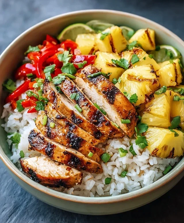 Grilled Chicken and Pineapple Bowls with Coconut Rice