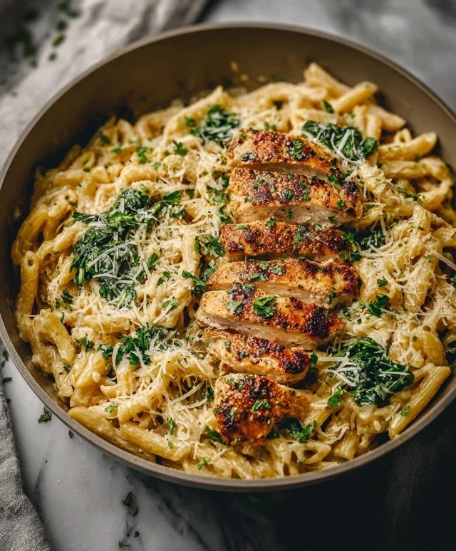 Healthy Garlic Parmesan Chicken Pasta