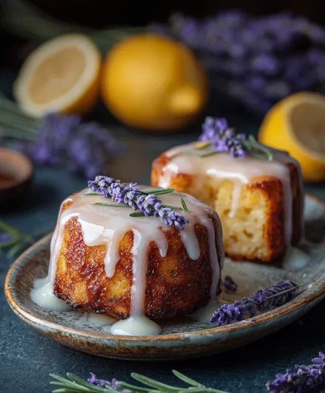 Mini Lemon Cakes With Lavender Glaze