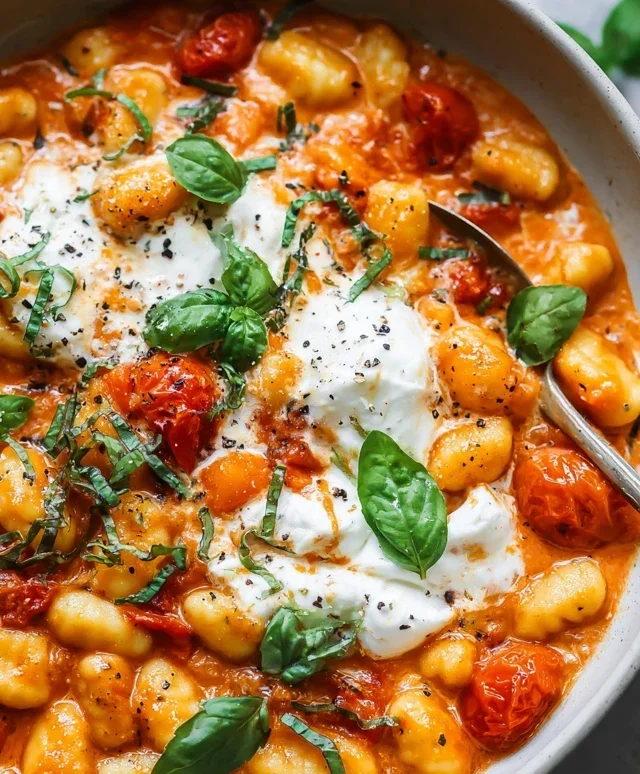 30 Minute Creamy Tomato Gnocchi with Burrata