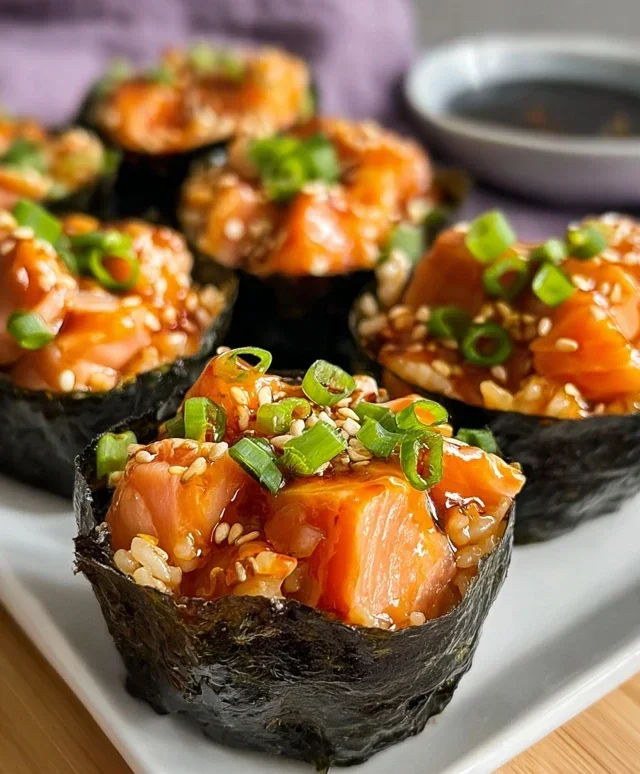 Spicy Salmon Sushi Cups