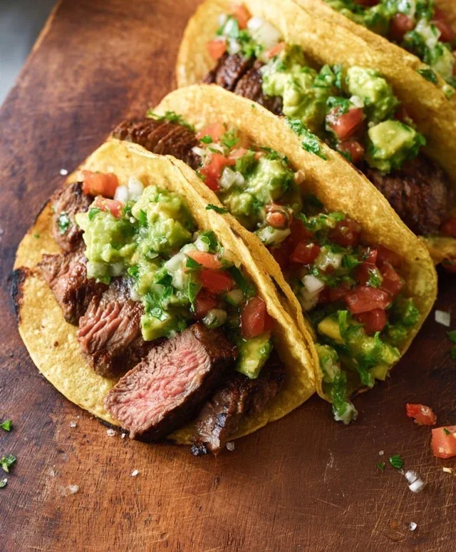 Grilled Steak Tacos with Avocado Salsa